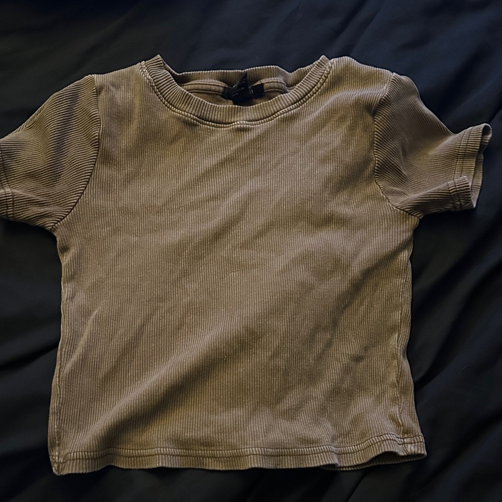Forever 21 Kids Brown Ribbed Short Sleeve Tee
